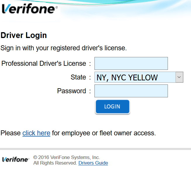 Verifone taxi driver login